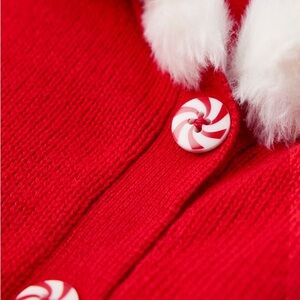 Gymboree Red Knit Hoodie and skirt set with White Faux-Fur Trim and pockets